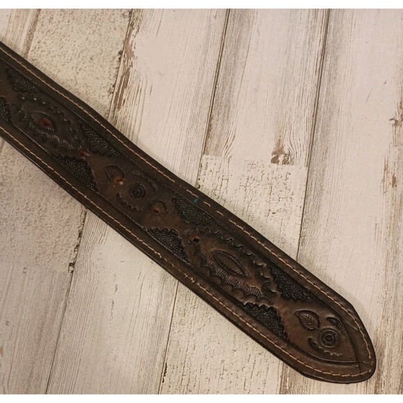 Vtg. 70s Quail Buckle Raintree Jewelry & Co On Hand Tooled Leather Belt Size 36 - Picture 6 of 16